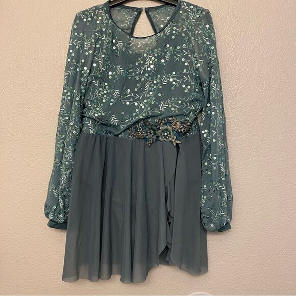 Weissman Dance Costume sage green sequin appliqué Saint Honesty 13413 XXLC - Picture 3 of 12